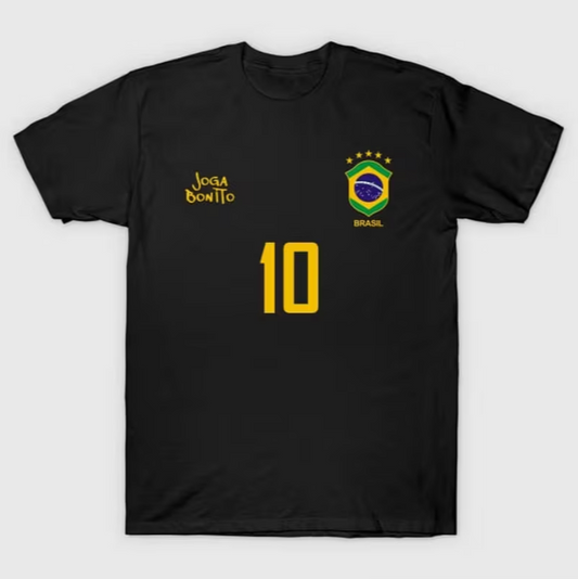 Brasilien Fussball Trikot – Schwarz und Gelb, Nummer 10